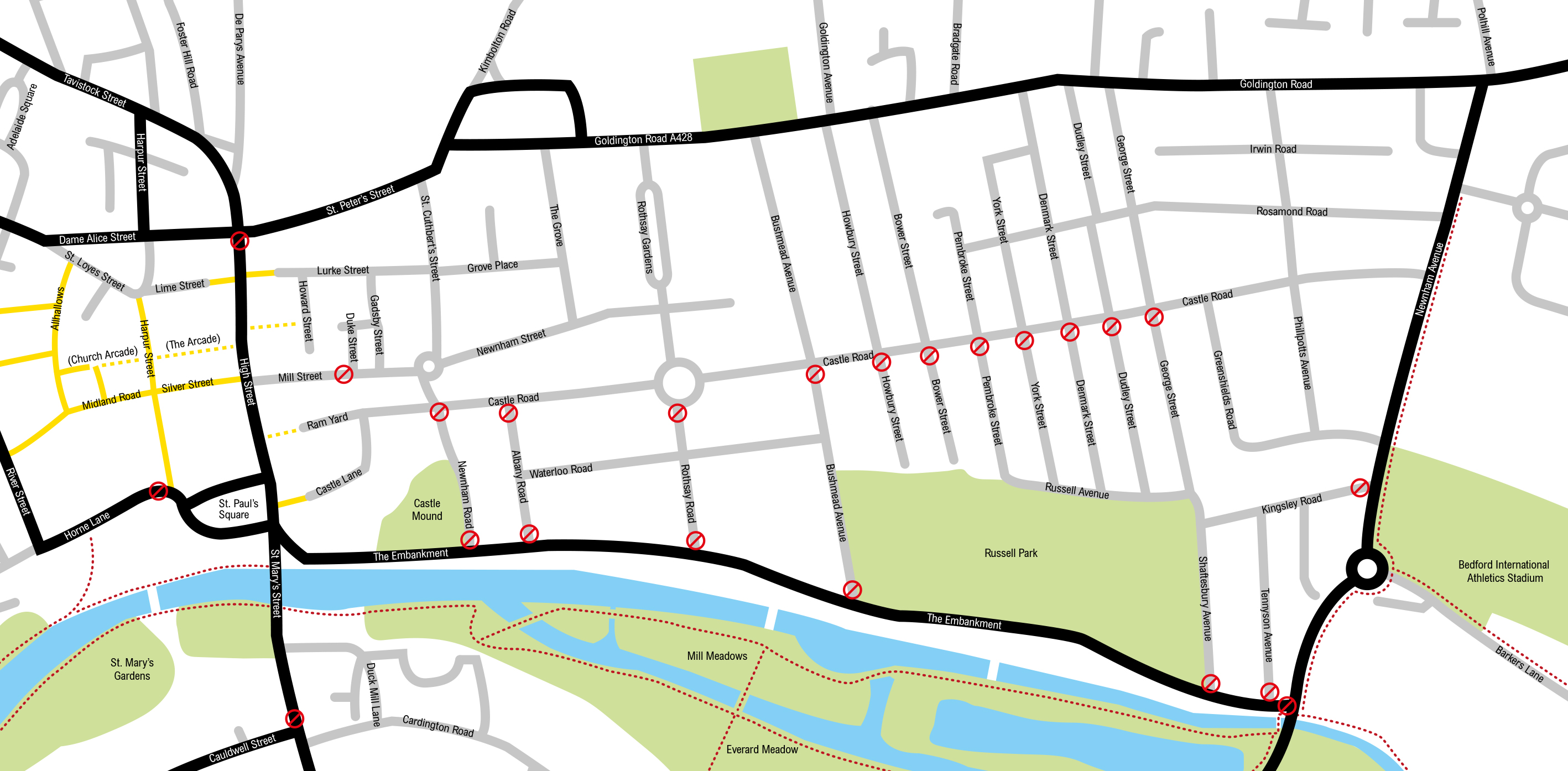 river festival road closures map